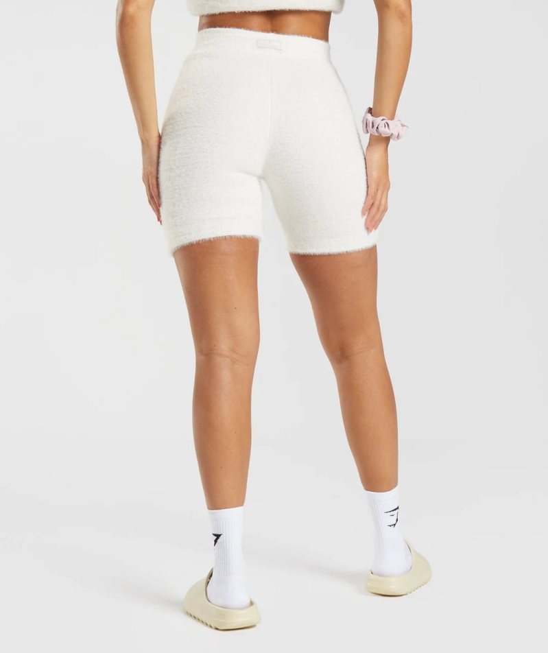 Women's Gymshark Whitney Eyelash Knit Shorts White | NZ 6FEIHJ